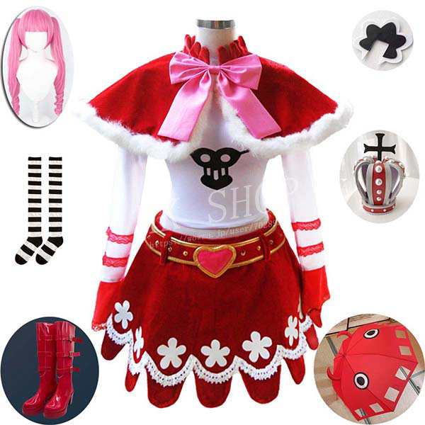 貨物輸送無料 ONE PIECE 衣装 風 ペローナ コスプレ 御召しもの  ウィッグ 靴 ジャケット冠 御先棒 傘 頭飾りつけ  ソックスcosplay 御召しもの化けの皮 一こま 仮面舞踏会 御祝い