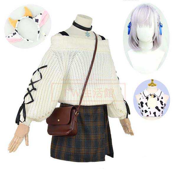 送料無料 バーチャルYouTuber VTuber ホロのぐらふぃてぃ 白銀ノエル 私服 コスプレ 衣装 ウィッグ 演出服 cosplay 変装 仮装ハロウィン