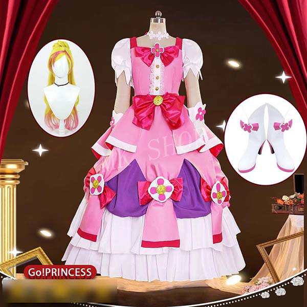 送料無料 Go プリンセスプリキュア 風 春野はるか キュアフローラ コスプレ 衣装 ウィッグcos靴 ハロウィンコスチューム イベント 忘年会 変装仮装 文化祭 余興はぜひ