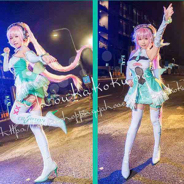 送料無料 初音ミク 風 vocaloid はつね ミク レーシング コスプレ衣装 ウィッグ ワンピース cosplay 変装 仮装 コスチューム 撮影 祭り_4