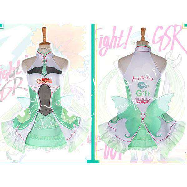 送料無料 初音ミク 風 vocaloid はつね ミク レーシング コスプレ衣装 ウィッグ ワンピース cosplay 変装 仮装 コスチューム 撮影 祭り_6