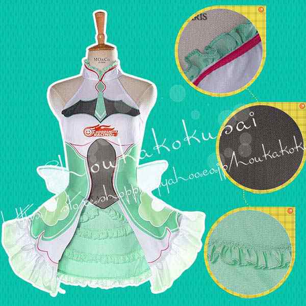 送料無料 初音ミク 風 vocaloid はつね ミク レーシング コスプレ衣装 ウィッグ ワンピース cosplay 変装 仮装 コスチューム 撮影 祭り_7