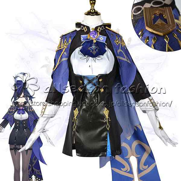 送料無料◆原神 げんしん 風 クロリンデ Clorinde コスプレ衣装 ウィッグ 靴 コスチューム cosplay イベント 演出服 アニメ変装 仮装_1