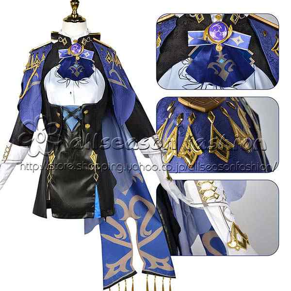 送料無料◆原神 げんしん 風 クロリンデ Clorinde コスプレ衣装 ウィッグ 靴 コスチューム cosplay イベント 演出服 アニメ変装 仮装_3