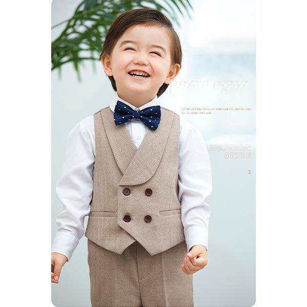男の子 スーツ かっこいい 1歳 2歳 3歳 礼服 セット ベスト 蝶ネクタイ フォーマル ベビー キッズ 結婚式 冠婚葬祭 誕生日会 保育園 幼稚園 こども園 通園 通学_3