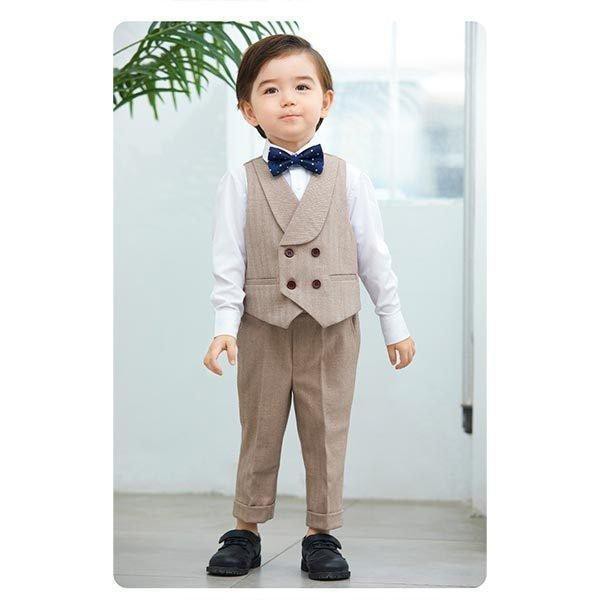男の子 スーツ かっこいい 1歳 2歳 3歳 礼服 セット ベスト 蝶ネクタイ フォーマル ベビー キッズ 結婚式 冠婚葬祭 誕生日会 保育園 幼稚園 こども園 通園 通学_4