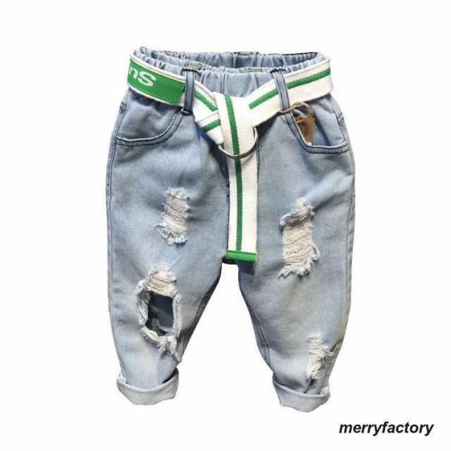 デニムパンツ 長ズボン ロングパンツ ジーンズ パンツ ズボン 子供服 キッズ服 子供 子ども キッズ 男の子 ウォッシュ ダメージ加工 小学生 ボト