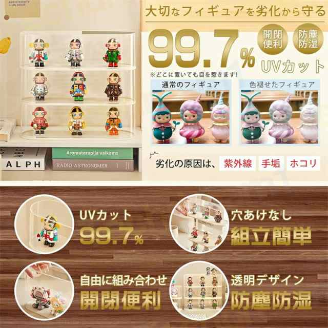 コレクションケース 粘着テ一プ付き フィギュアケース フィギュア 透明 展示ボックス 卓上 透明 収納ボックス 防塵 おもちゃディスプレイボックス コレクションケース