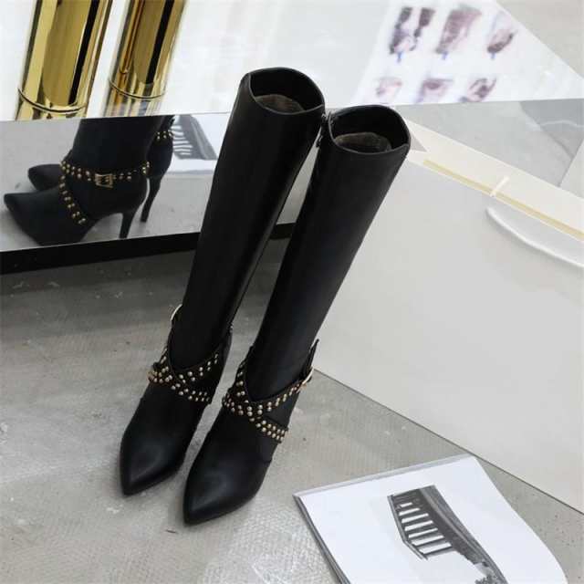 ロングブーツ 22cm?26.5cm 防寒ブーツ シューズ 大きいサイズ ピンヒールブーツ レディース長靴 ハイヒール 裏起毛 美脚 ジョッキーブーツ 疲れない