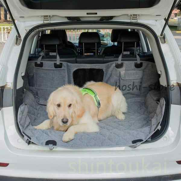 犬用 車シート ドライブシート カーシート 犬 車載 可視メッシュ窓 車用ペットシート 後部座席用 新作 滑り止め お出かけ 大中小型車用 シートカバー_2