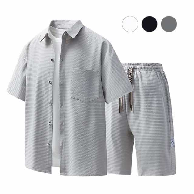 夏 セットアップ 半袖 ルームウェア 父の日 麻セットアップ ロング