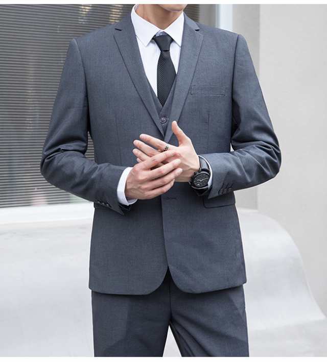 新作 スリーピーススーツ メンズスーツ スリム スタイル 3ピーススーツ 洗える ボタンスーツ ビジネススーツ 結婚式 2次会 入学式 卒業式 成人式 オールシーズン_9