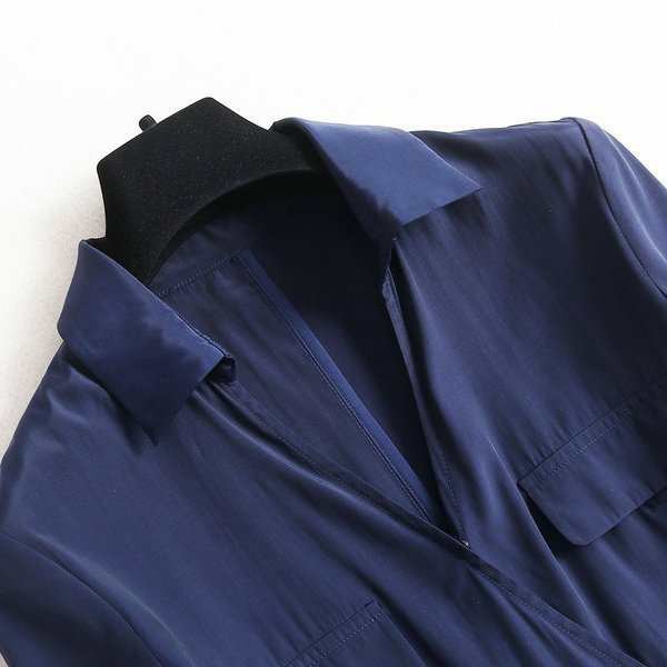 ドレス ワンピース ゴージャス 長袖 ドッキング シャツワンピ カシュクール チュール 花柄 レースネイビー細見え 通学 マダム 30代40代50_2