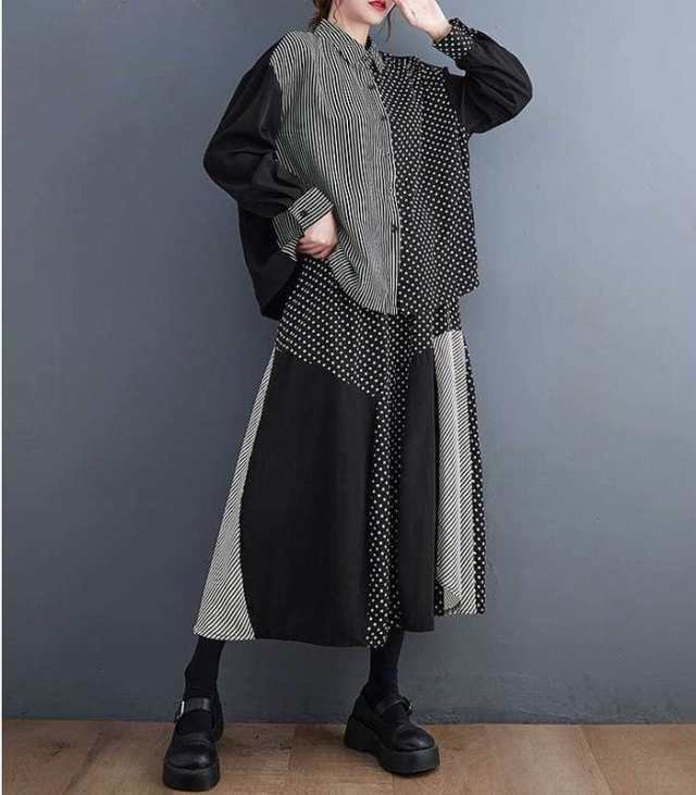 夏新作 大きいサイズ レディース セットアップ 上下セット シャツ