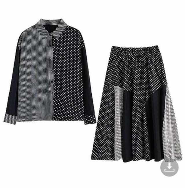 夏新作 大きいサイズ レディース セットアップ 上下セット シャツ