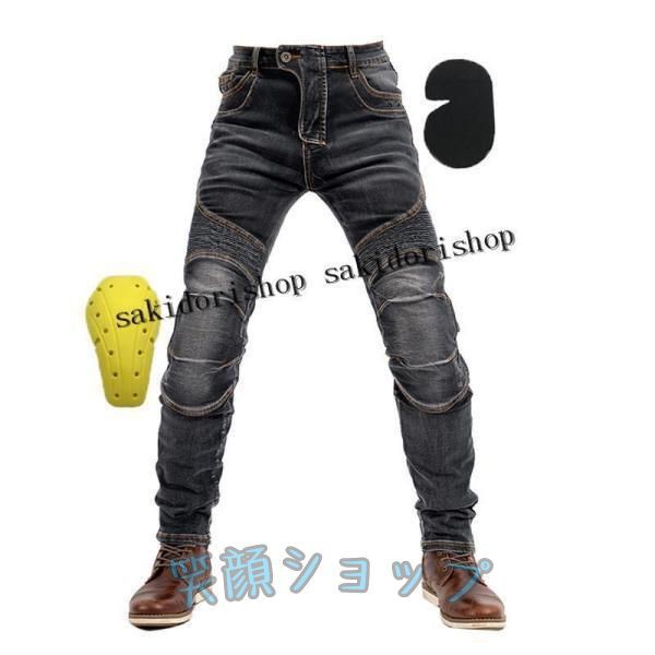 バイクパンツ メンズ デニムパンツ ロング バイク オートバイパンツ バイクウェア ライダーパンツ プロテクター装備 KEVLAR 転倒防護 膝当て 耐久 耐衝撃 その他バイクウェア