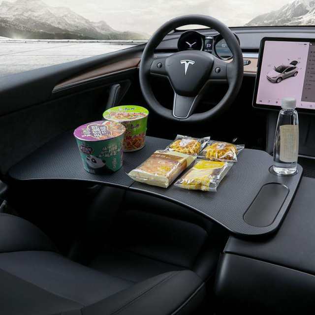 TESLA 車用　ハンドル用　テーブル　車載　ハンドルデスク　簡易テーブル　取付簡単　車内仕事　車内食事　車内休憩　簡単収納　パソコンスタンド　作業台　トレ
