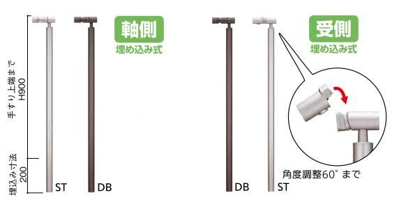 屋外用手すりセット(玄関アプローチ遮断機付き手すり埋込式)