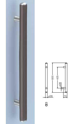 【リフォーム用品】レザーを使用したドア取っ手(ハンドル) ドアハンドル レザー丸棒取っ手 両面用 600ミリ【引戸に最適】