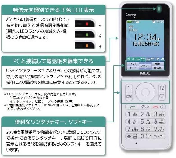 NECプラットフォームズ Carrity-NX PS9D-NX デジタルコードレス電話機 防水防塵 IP55/IP57 Aspire6 WX UX対応 業務用_1