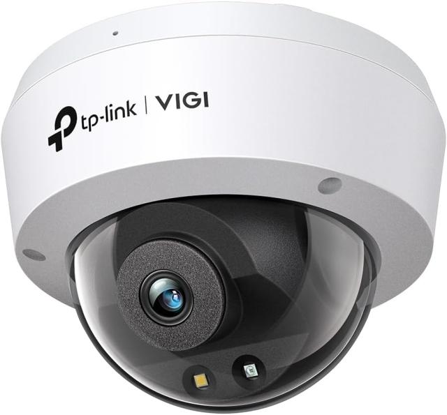 TP-Link VIGI C250(4mm) 5MP 屋外用 ドーム型 防犯カメラ PoE対応 ONVIF IP67 IK10 H.265+ フルカラー 人物・車両識別 マイク内蔵 ネットワークカメラ