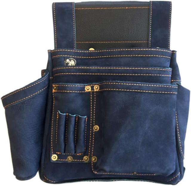 ふくろ倶楽部 朱雀 ヌバック四型 INDIGO SZN-834NV 墨つぼホルダー付 釘袋 腰袋 ヌバック牛革 インディゴ 国産