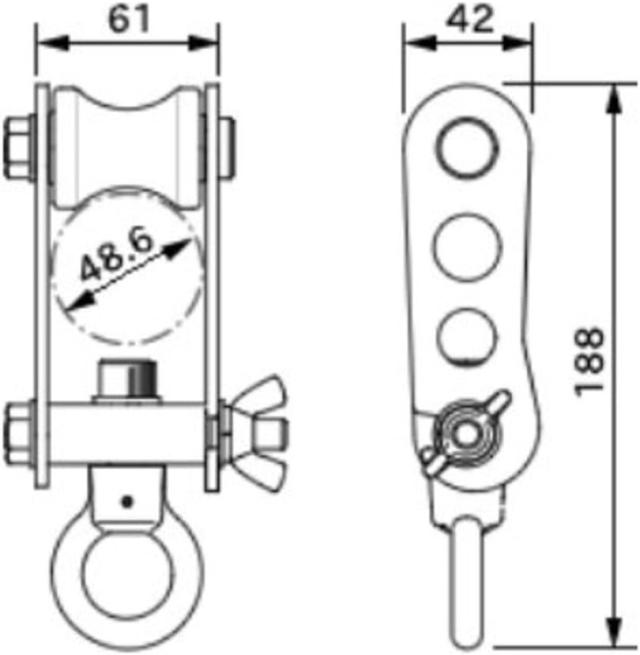 伊藤製作所 123（ワン・ツゥ・スリー）単管用トロリー LB-Tr φ48.6単管パイプ対応 許容荷重130kg 軽量770g 滑車付き ワンタッチ取付_2