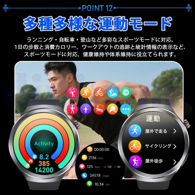 スマートウォッチ 正規品「血糖値 血中脂質 尿酸 体組成 血液成分分析」 ECG心電図 体温 血圧測定 通話機能付き 心拍数 血中酸素 睡眠管理 SOS 日本製センサー_19
