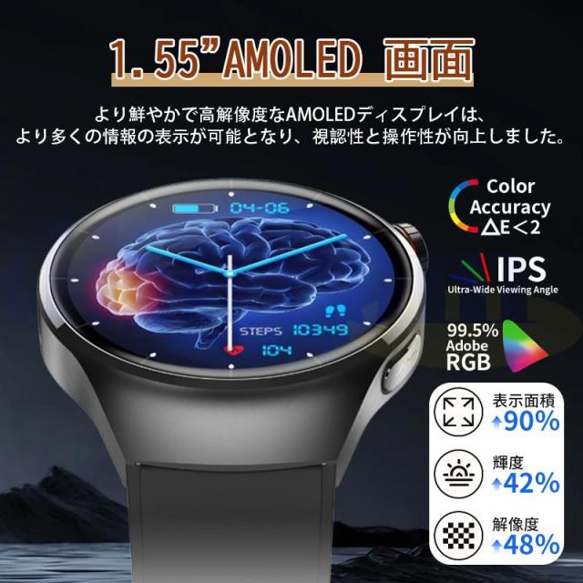 スマートウォッチ 医療級レベル「血糖値 血液成分 体組成分析」通話機能付き ECG心電図 血中脂質 尿酸 血圧 心拍数 血中酸素 体温 睡眠 日本製センサー父の日_9