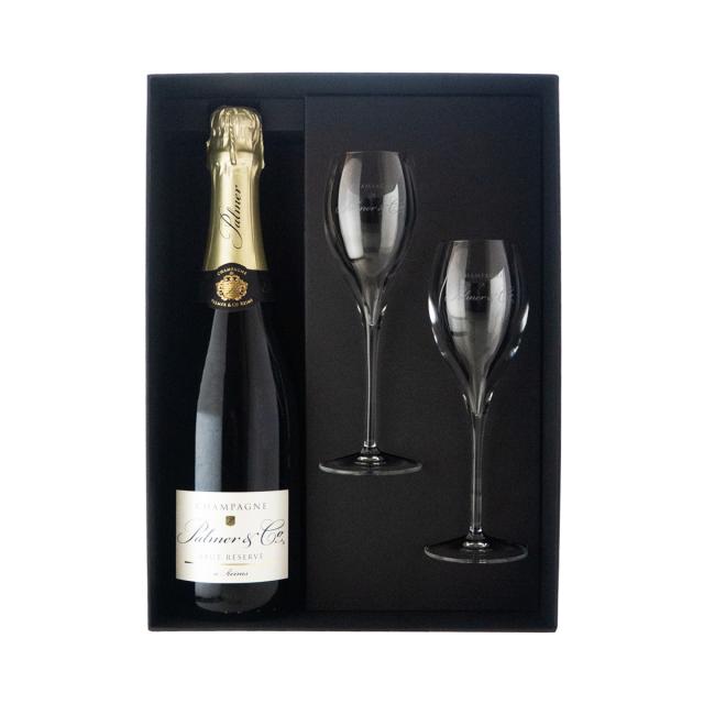 ワイン パルメ ブリュット レゼルヴ グラス2脚セット NV 750ml シャンパーニュ フランス (y03-6911)