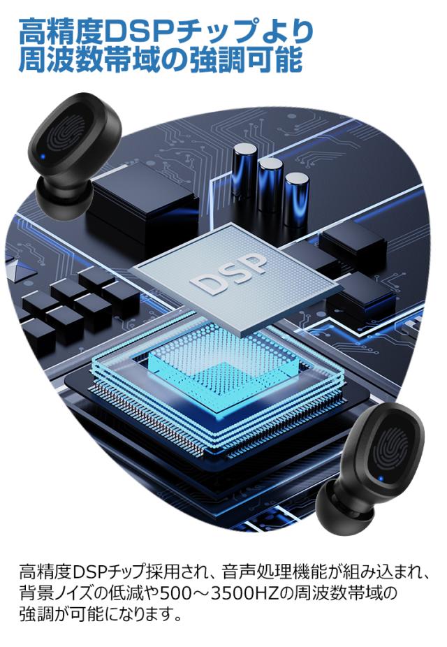 集音器 充電式 ENCノイズ低減 ハウリング抑制 イヤホン型 bluetooth 両耳片耳 軽量 5段階調整 リモコン 最大100時間連続 プレゼント 敬老の日_7