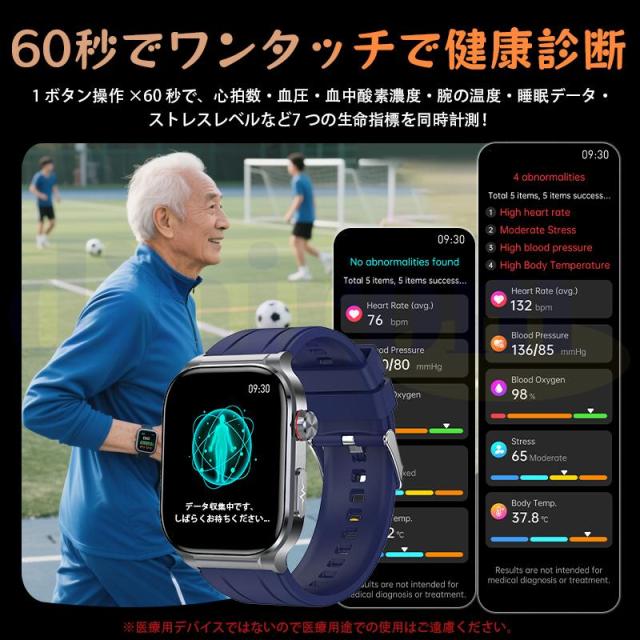 2025新登場! スマートウォッチ 健康-測定 ECG心電図 血液成分 マイクロ検診 bluetooth5.3通話 体温心拍数 血中酸素 音楽制御 血圧 気分検測 睡眠監視 歩数計_8
