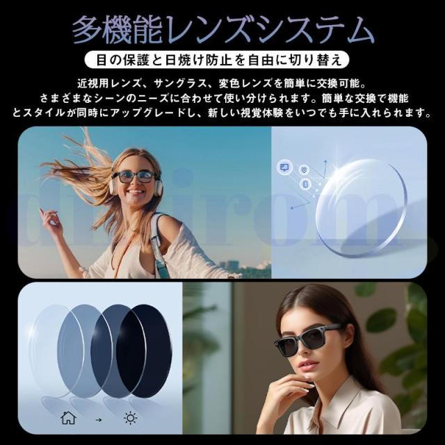 新世代！スマートグラス メガネ骨伝導 マイク内蔵 AIワイヤレスメガネ AI検索 720P録画可能 録音 iphone対応 アプリ記録 音楽再生 通話可能