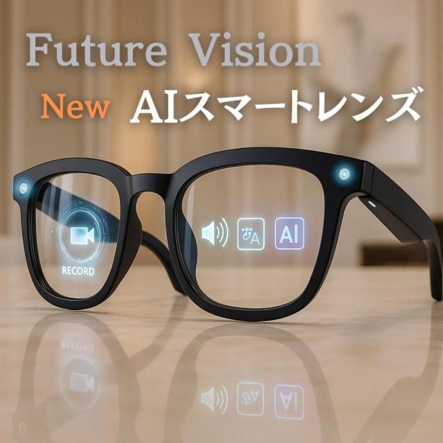 スマートグラス カメラ付き 22 言語リアルタイム翻訳機 AI 800 万画素カメラ Bluetooth Wi-Fi スピーカー サングラス/ブルーライト防護レンズ