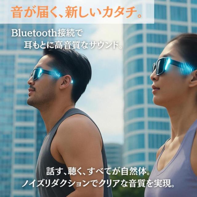 スマートグラス カメラ付き 22 言語リアルタイム翻訳機 AI 800 万画素カメラ Bluetooth Wi-Fi スピーカー サングラス/ブルーライト防護レンズ