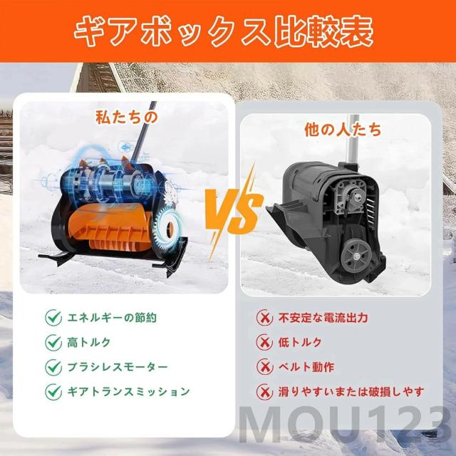 2026革新 電動除雪機 除雪機 充電式除雪機 家庭用 ブラシレスモーター23 000rpm 除雪幅 41cm 180°調整可能ハンドル 除雪器具 電動除雪スコップ ショベル 雪かき機 小型 除雪用品 シャベル 除雪 軽量 便利 雪かき用 LED電源 手持ち式 コードレス_4