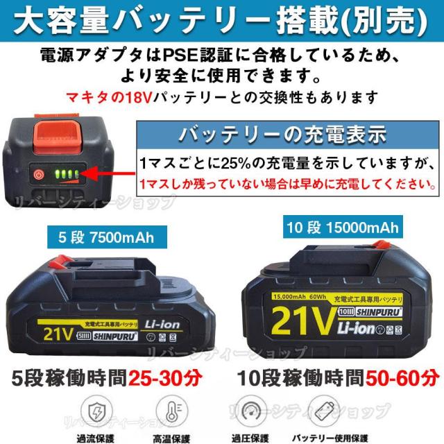 チェーンソー 充電式 チェンソー 6インチ マキタ バッテリー互換 電動ノコギリ 小型 コードレス 強力 片手 軽量 切段物径20cm 木工切断 枝切り 伐採 女性_15