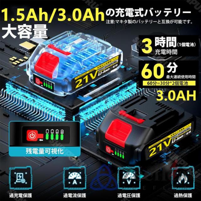 チェーンソー 充電式 電動チェーンソー 8インチ ハンディ チェーンソー マキタバッテリー互換対応 ブラシレスモーター 電動ノコギリ 給油可能 強力 家庭用 女性_8
