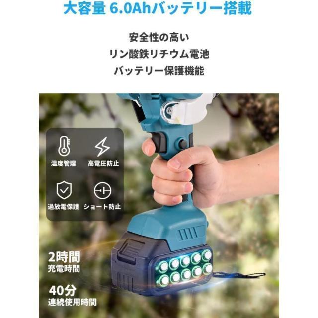 電動チェンソー 6インチ 充電式 マキタ 18Vバッテリー互換 小型 自動給油 ハンディチェーンソー エンジン 枝切り 木工切断 家庭用 片手 強力 チェーンソー_7