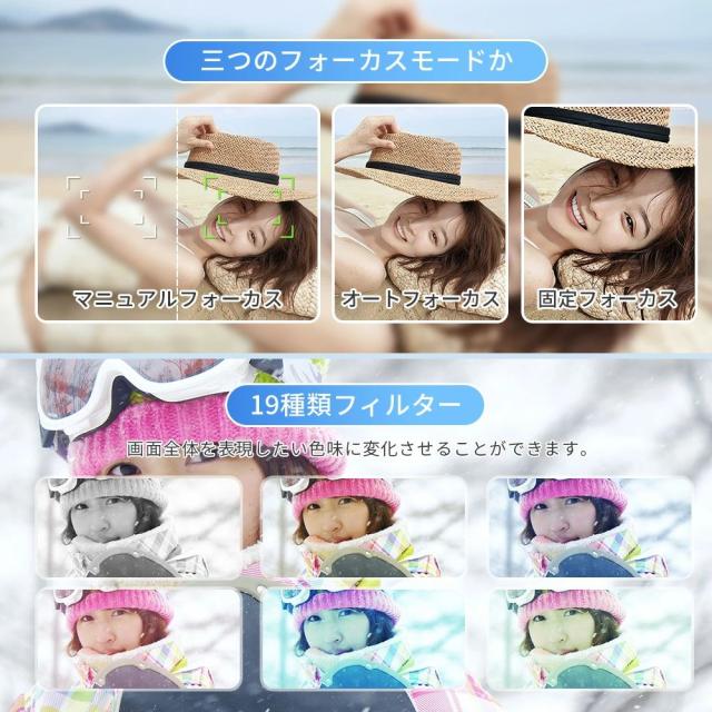 デジカメ WIFI対応 デジタルカメラ カメラ コンデジ 5K 日本製チップ 64GBマイクロSDカード付 8000万画素 初心者向け デュアルレンズ スマホに送れる 18倍ズーム ウェブカメラ バッテリー2枚 子供 修学旅行 スマホ転送