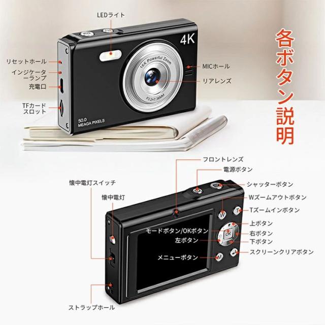 正規品 デジタルカメラ デジカメ 4K コンデジ 修学旅行 林間学校 デュアルカメラ キッズカメラ トイカメラ 日本製チップ 128GB SDカード付き 16倍ズーム 手振れ補正 ウェブカメラ 2.4インチ 初心者 子供向け クリスマス プレゼント_17