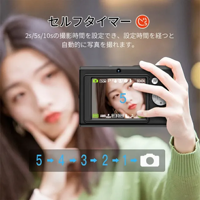 正規品 デジタルカメラ デジカメ 4K コンデジ 修学旅行 林間学校 デュアルカメラ キッズカメラ トイカメラ 日本製チップ 128GB SDカード付き 16倍ズーム 手振れ補正 ウェブカメラ 2.4インチ 初心者 子供向け クリスマス プレゼント_5