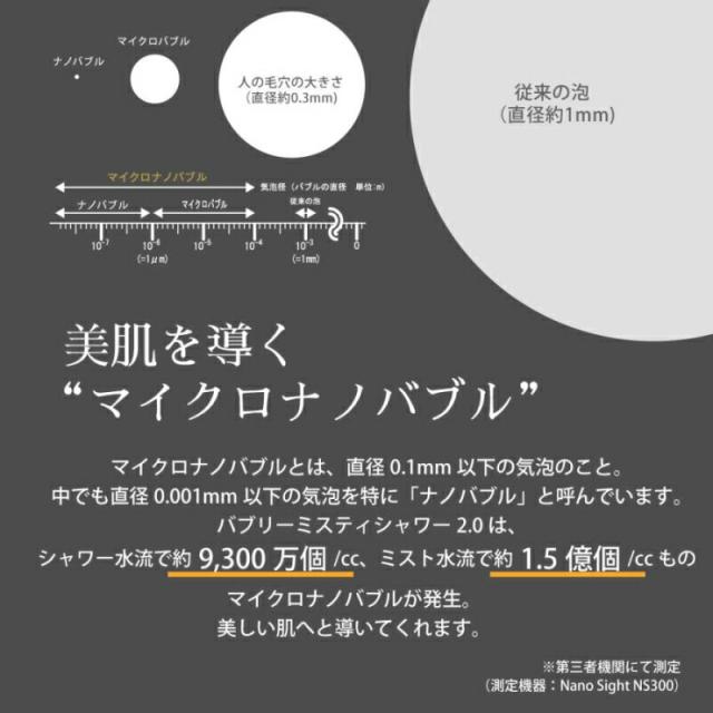 バブリー ミスティシャワー2.0 ストップボタン付き ブラック(ストップボタン付き SH23B 水生活製作所 マイクロバブル シャワーヘッド 節水 ミストシャワ)_3
