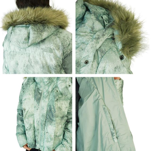ノースフェイスTHE NORTH FACEレディース ジャケット 訳ありW PRINTED DEALIO DOWN JACKETウィメンズ プリンテッド ディリオ ダウン ジャケットJDTGNCLRSPRYPRT(ジェダイトグリーンカラーースプレープリント)女性用 アウター フード ショート丈_4