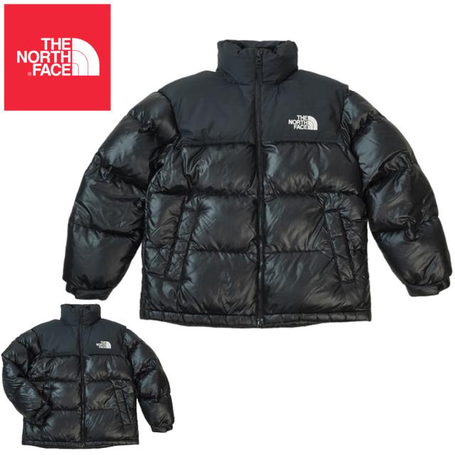ノースフェイス THE NORTH FACEキッズ レディース ダウンジャケットKS 1996 ECO NUPTSE JACKETKS 1996 エコ ヌプシ リアルブラック黒 REAL BLACK ロゴハーフドーム アウトドア アウター キャンプ