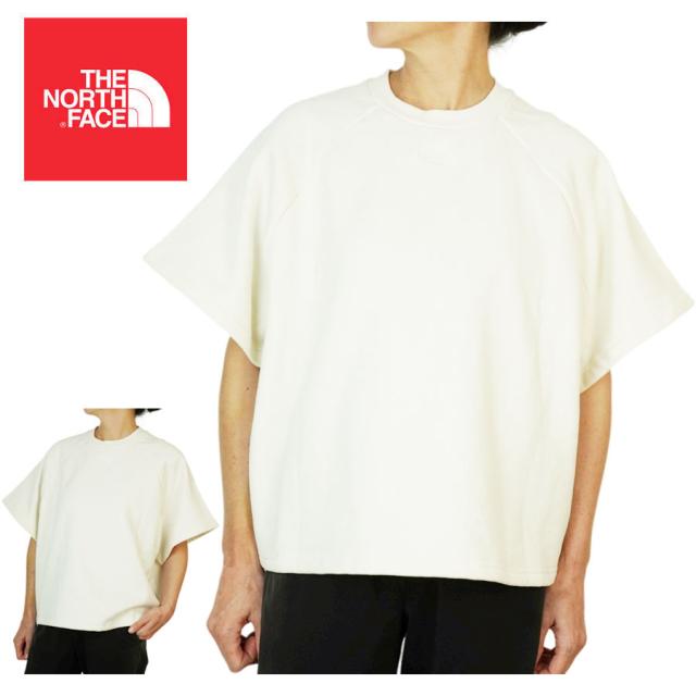 ノースフェイスTHE NORTH FACEレディース トレーナー トップスW FELTED FLEECE SS CREWウィメンズ フェルテッド フリース クルーGARDENIA WHITE ガーデニアホワイト オフホワイト 白半袖 カットソー スウェット 刺繍ロゴ