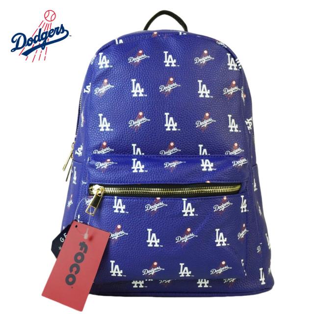ロサンゼルス ドジャース公式グッズバックパック リュックサックFOCO MINI PREMIUM LEATHER BACKPACKバッグ ビーガンレザー エコレザーLA DODGERS 大谷翔平メジャーリーグ 総柄 Y2K かばん ロゴ 野球 オフィシャルグッズ