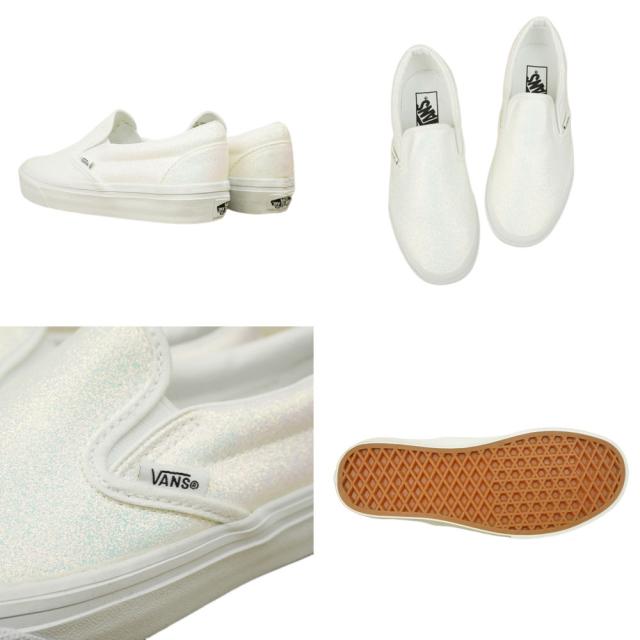 バンズ VANS ヴァンズCLASSIC SLIP-ONクラシック スリッポン【箱無し】GLITTER WHITEグリッター ホワイト ピンク ブルーメンズ レディース スニーカー 靴 スケボー sk8 ストリート ローカット ラメ 白