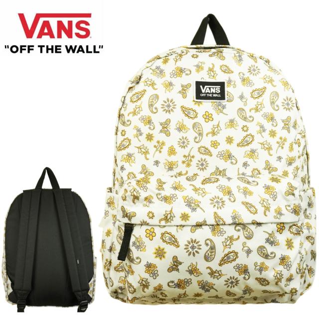 バンズ VANS ヴァンズメンズ レディース バッグパックWM OLD SKOOL H2 BACK PACKウィメンズ オールドスクールH2 バックパックWHITE/YELLOW PASERY(ホワイト/イエローペイズリー)男女兼用 リュック プリント バンダナ 白 黄
