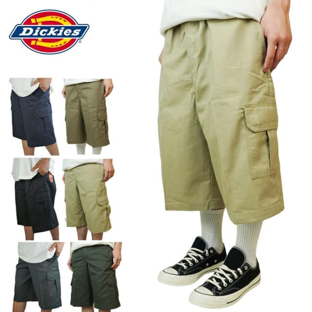 DICKIES ディッキーズメンズ パンツ カーゴショーツWR557 RELAXFIT SHORTSDARK NAVY CHARCOAL BLACK黒 紺 灰色 ブラック グレー ネイビーカルチャー TATOO ローライダーハーフパンツ チカーノ 太め HIPHOP ズボン 作業着